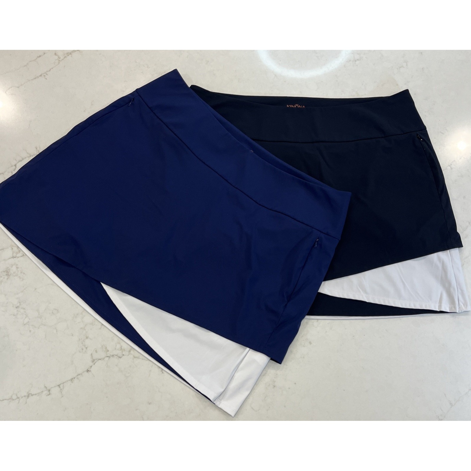 Kinona Lot 2 Wrap It Up Black & Navy Golf Tennis Athletic Skorts Women Skirt Xxl